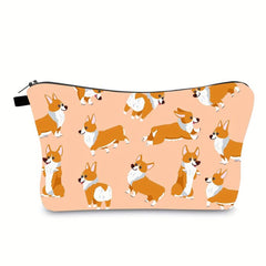 Corgi Dog Print Makeup Case Zipper Makeup Bags Animal Prints Cosmetic Organizer