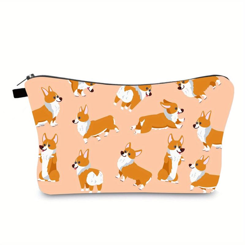 Corgi Dog Print Makeup Case Zipper Makeup Bags Animal Prints Cosmetic Organizer