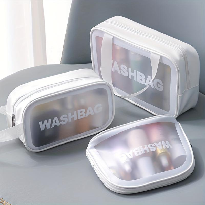 Matte Translucent Travel Toiletry Bag with Handy Handle