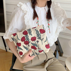 Floral Graphic Makeup Bag Soft and Roomy Toiletry Organizer