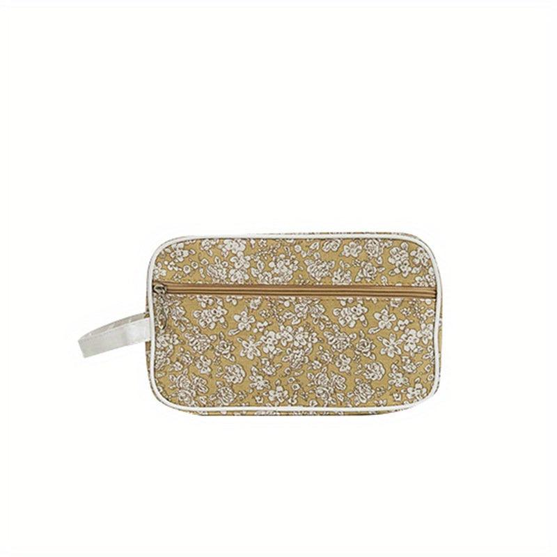 Floral Pattern Cosmetic Bag Roomy Makeup Bag Zipper Travel Toiletry Organizer