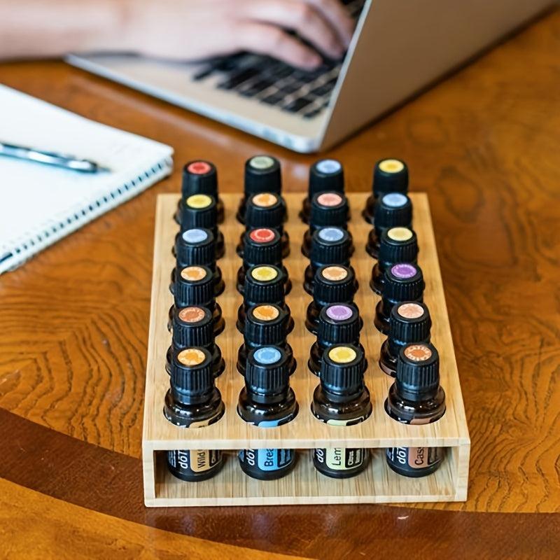24 Holes Wooden Tray Essential Oils Storage Aromatherapy Rack