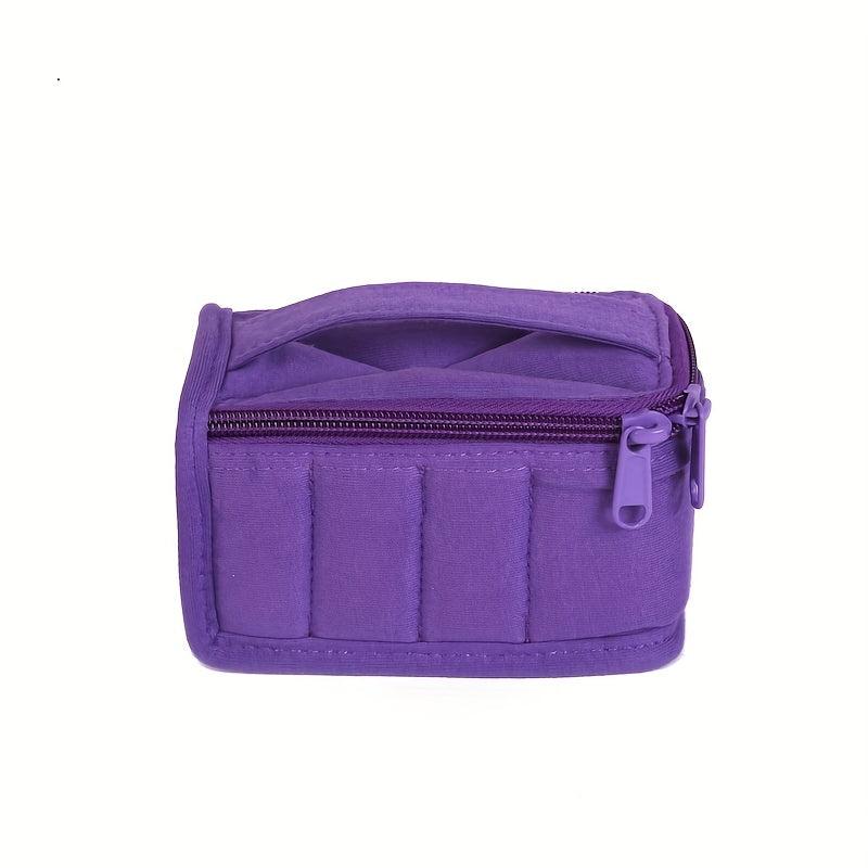 Portable 8 Grid Organizer Case Ethnic Style Zipper Cotton Material