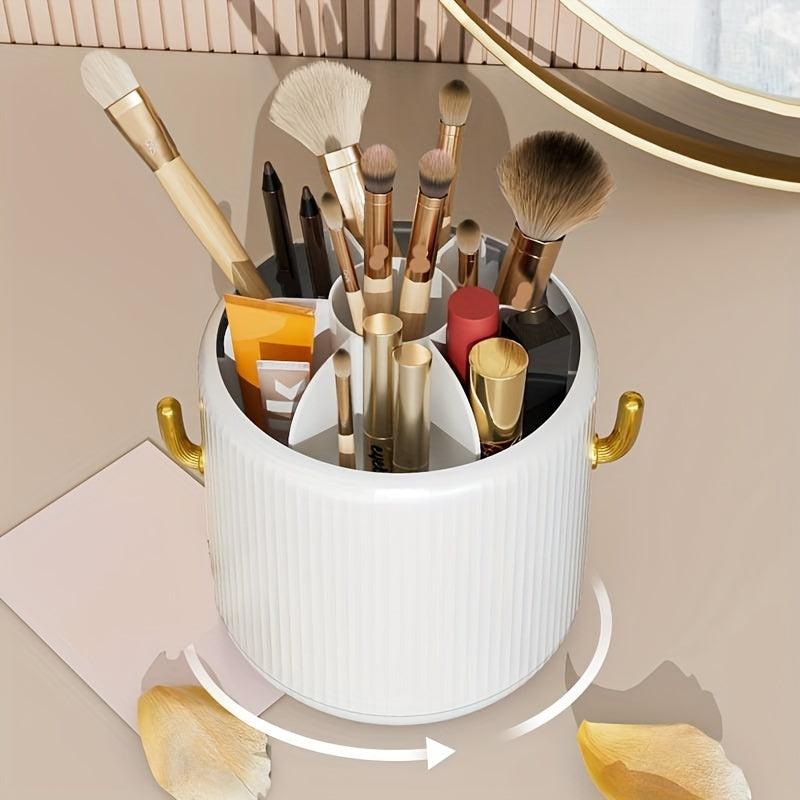 360 Rotating Makeup Brush Holder Organizer with Lid