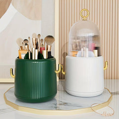 360 Rotating Makeup Brush Holder Organizer with Lid