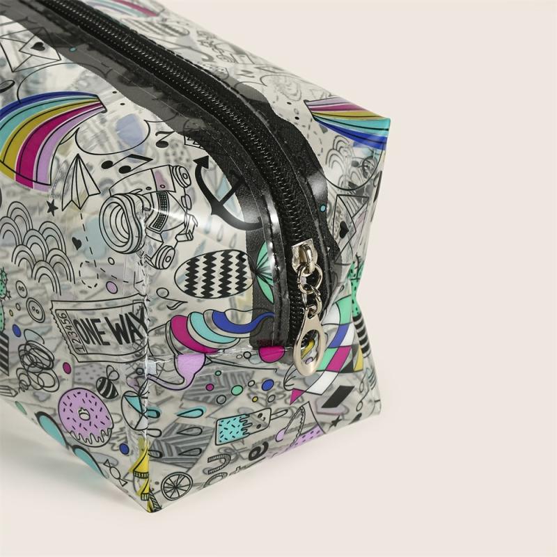 Cartoon Pattern PVC Makeup Bag Toiletry Bag Adorable Roomy Cosmetic Purse