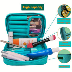 Waterproof Patent Leather Clutch Bag for Cosmetics Brushes and Toiletries