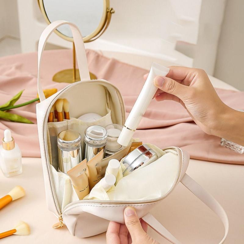 Waterproof PU Leather Cosmetic Bag Large Capacity Makeup Organizer