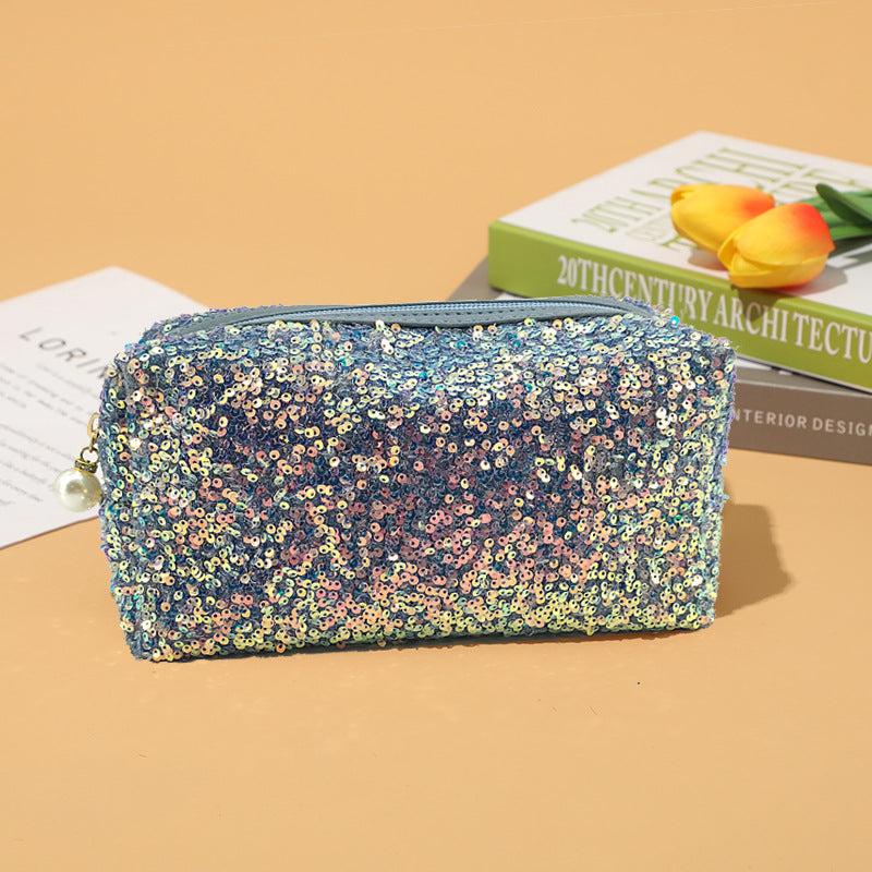 Sequin Makeup Bag Portable Cosmetic Case for Women Small Pouch