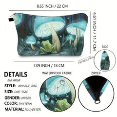 Waterproof Mushroom Frog Makeup Bag for Women and Teens