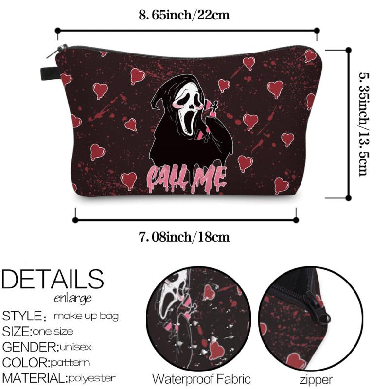 Skull Pattern Makeup Bags Waterproof Toiletry Pouch Halloween Gift