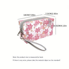 Floral Print Zipper Makeup Bag Waterproof Travel Toiletry Accessories Organizer