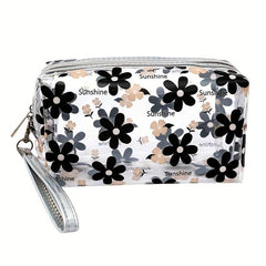 Floral Print Zipper Makeup Bag Waterproof Travel Toiletry Accessories Organizer
