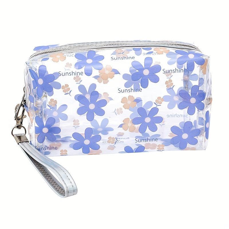 Floral Print Zipper Makeup Bag Waterproof Travel Toiletry Accessories Organizer