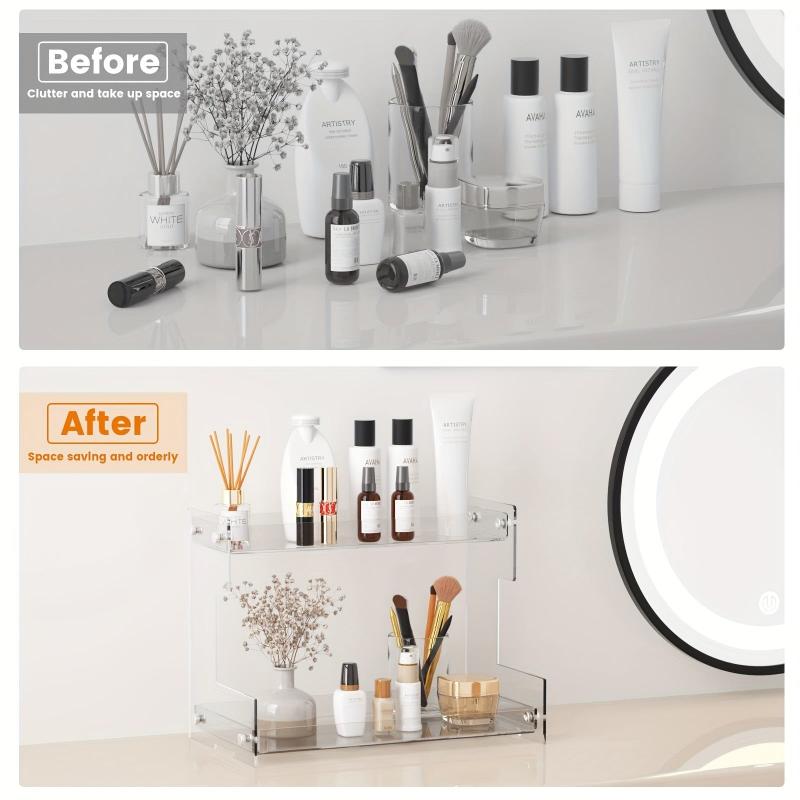 2 Tier Acrylic Bathroom Organizer Countertop Makeup Vanity Perfume Spice Rack