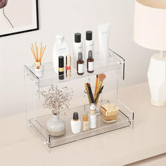 2 Tier Acrylic Bathroom Organizer Countertop Makeup Vanity Perfume Spice Rack
