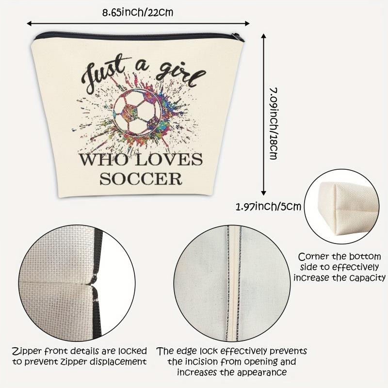 Soccer Gift Makeup Bag Soccer Player Fan Zipper Travel Makeup Bag