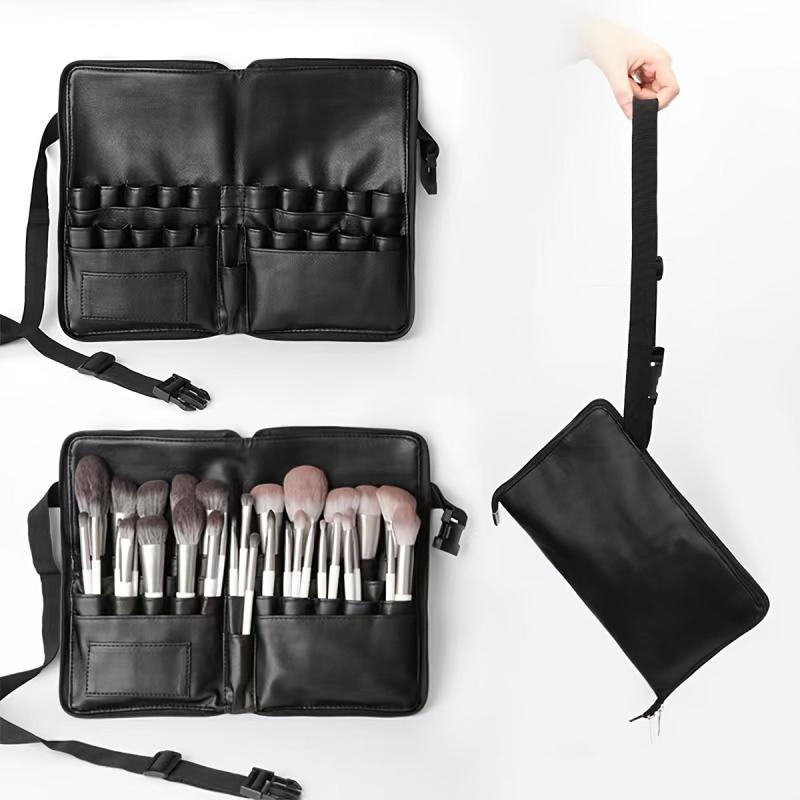 Makeup Brush Waist Bag Adjustable Strap Waterproof PU Leather