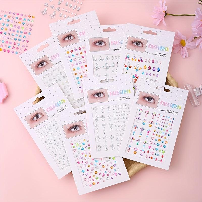 8 Rhinestone Eye Makeup Stickers for Fairytale Makeup