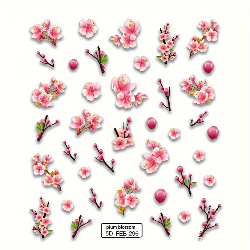 5D Embossed Flower Nail Art Stickers Self Adhesive for Women's Nail Decoration