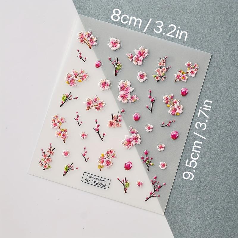 5D Embossed Flower Nail Art Stickers Self Adhesive for Women's Nail Decoration