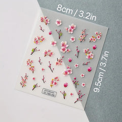5D Embossed Flower Nail Art Stickers Self Adhesive for Women's Nail Decoration