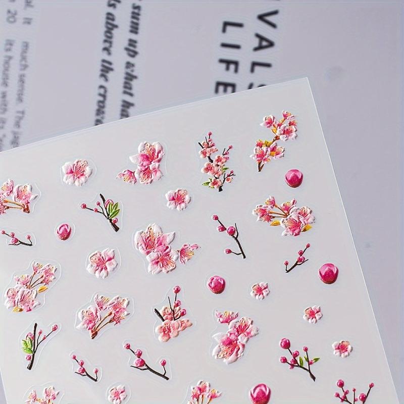 5D Embossed Flower Nail Art Stickers Self Adhesive for Women's Nail Decoration