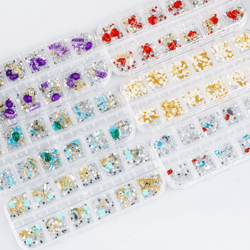 Mixed Size Charm Glass 3D Rhinestones For Nail Art Diy Crystal Faux Gems