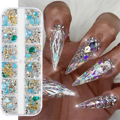 Mixed Size Charm Glass 3D Rhinestones For Nail Art Diy Crystal Faux Gems