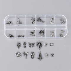 3D Halloween Nail Art Charms With Rhinestones Gothic Skull Pumpkin Bat Cross