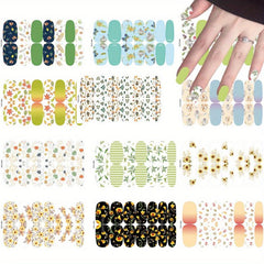12 Autumn Flower & Leaf Nail Wraps Full Stickers