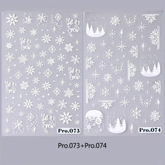 5D Embossed Christmas Nail Art Stickers - Snowflake Decals