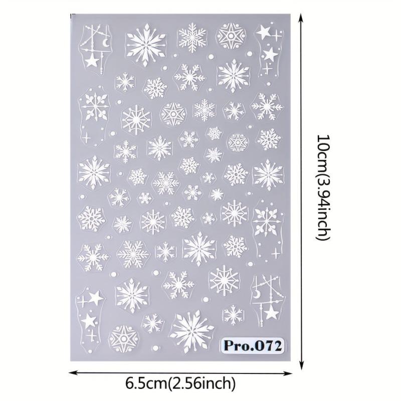 5D Embossed Christmas Nail Art Stickers - Snowflake Decals