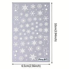 5D Embossed Christmas Nail Art Stickers - Snowflake Decals