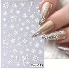 5D Embossed Christmas Nail Art Stickers - Snowflake Decals