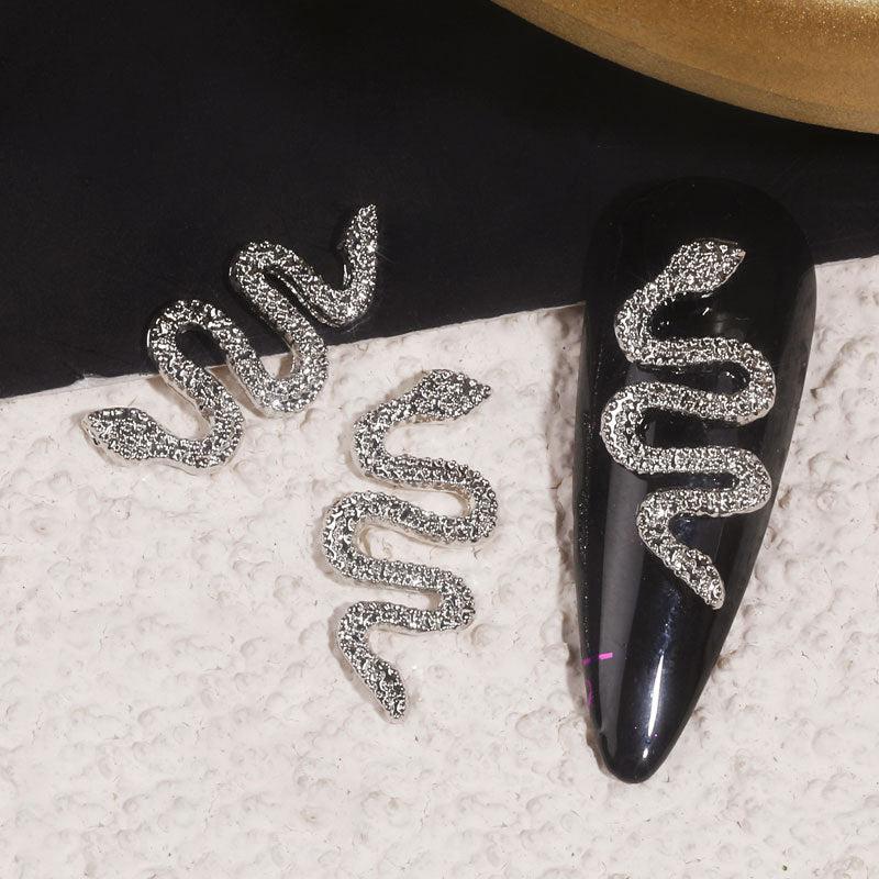 10 pcs Retro Snake Nail Charms Alloy Metal DIY Nail Art Decorations