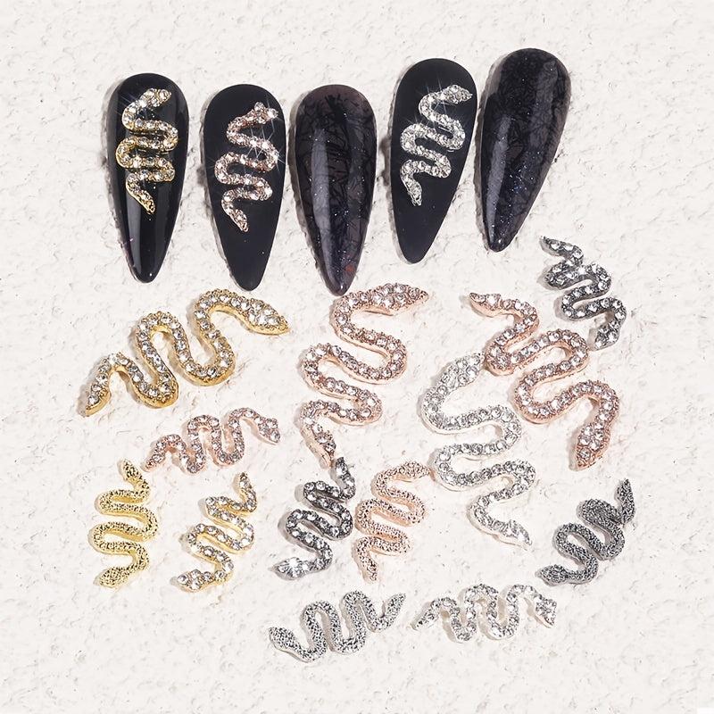 10 pcs Retro Snake Nail Charms Alloy Metal DIY Nail Art Decorations