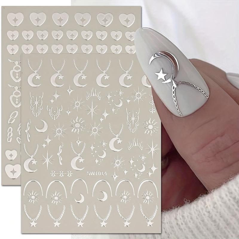 Golden Silvery Holographic Nail Decals Foil Stickers for DIY Manicure