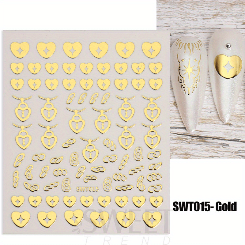 Golden Silvery Holographic Nail Decals Foil Stickers for DIY Manicure