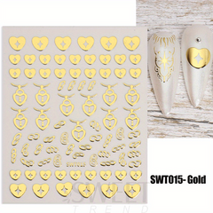Golden Silvery Holographic Nail Decals Foil Stickers for DIY Manicure
