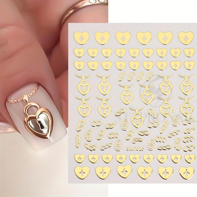Golden Silvery Holographic Nail Decals Foil Stickers for DIY Manicure