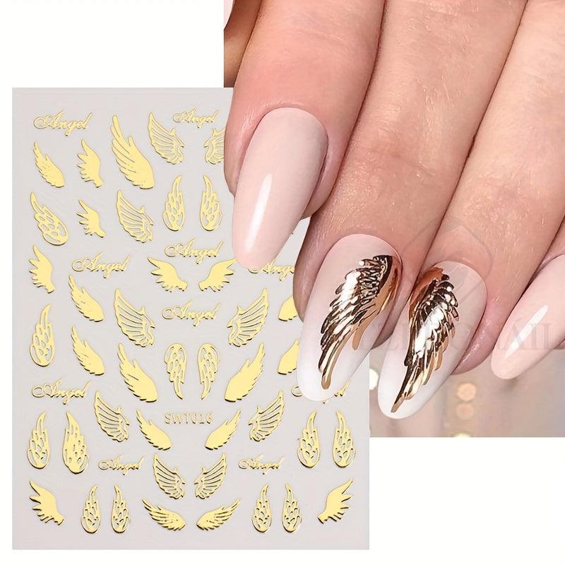 Golden Silvery Holographic Nail Decals Foil Stickers for DIY Manicure