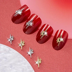 4pcs 3D Alloy Zircon Star Nail Pendant Y2K Nail Art Charms