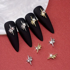 4pcs 3D Alloy Zircon Star Nail Pendant Y2K Nail Art Charms