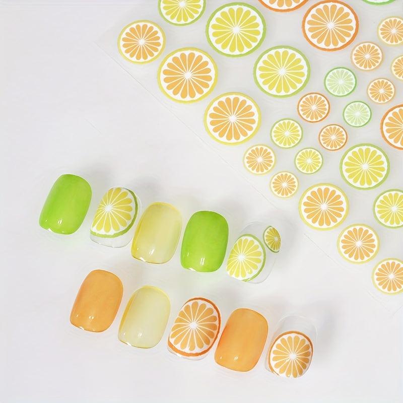 Lemon Fruit Nail Stickers 3D Self Adhesive Decals