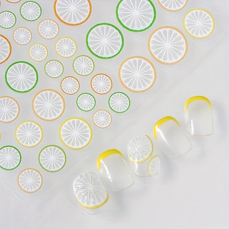Lemon Fruit Nail Stickers 3D Self Adhesive Decals