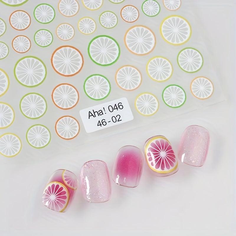 Lemon Fruit Nail Stickers 3D Self Adhesive Decals