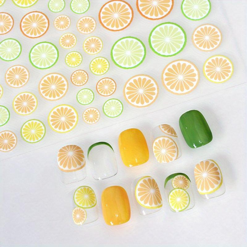 Lemon Fruit Nail Stickers 3D Self Adhesive Decals