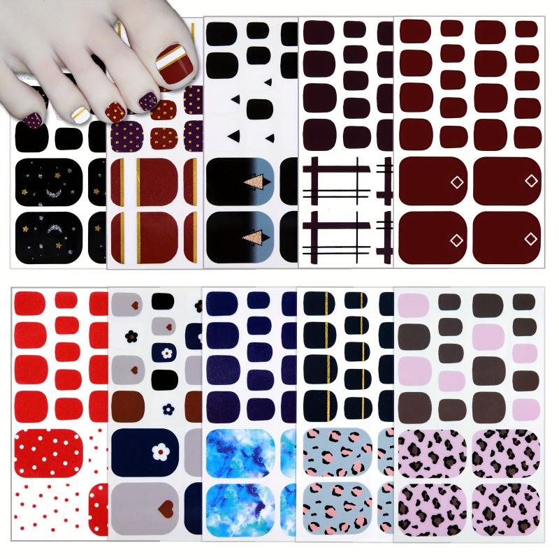 Waterproof Toenail Polish Stickers Self Adhesive Toenail Art Decal Strips