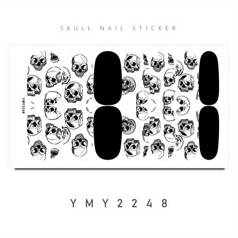 Halloween Skull Nail Stickers Gothic Art Full Wraps Nail Polish Stickers